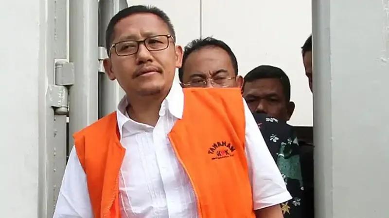 Anas Urbaningrum mengenakan rompi tahanan atau diborgol, foto dokumentasi Tribunnews